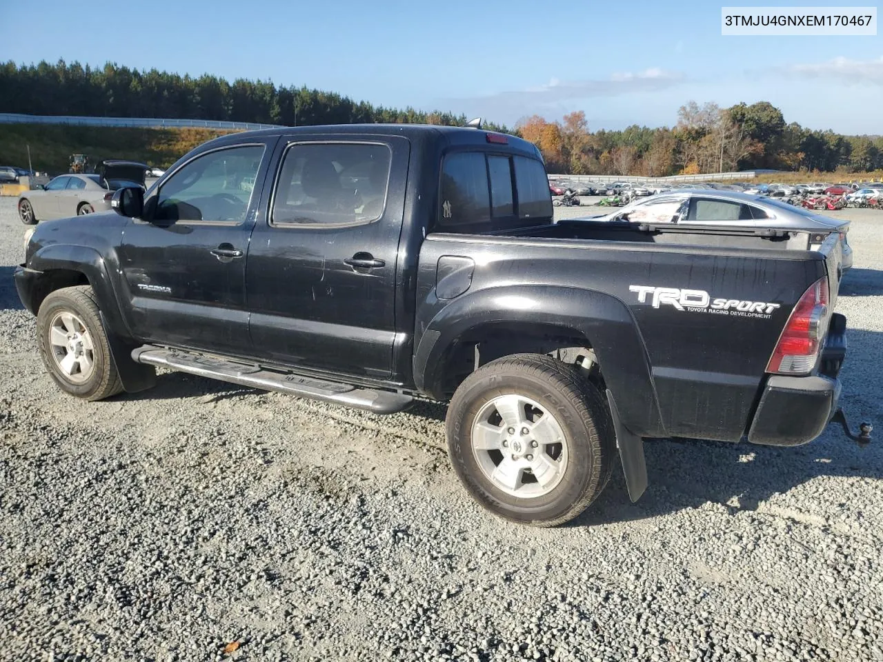 2014 Toyota Tacoma Double Cab Prerunner VIN: 3TMJU4GNXEM170467 Lot: 78571114