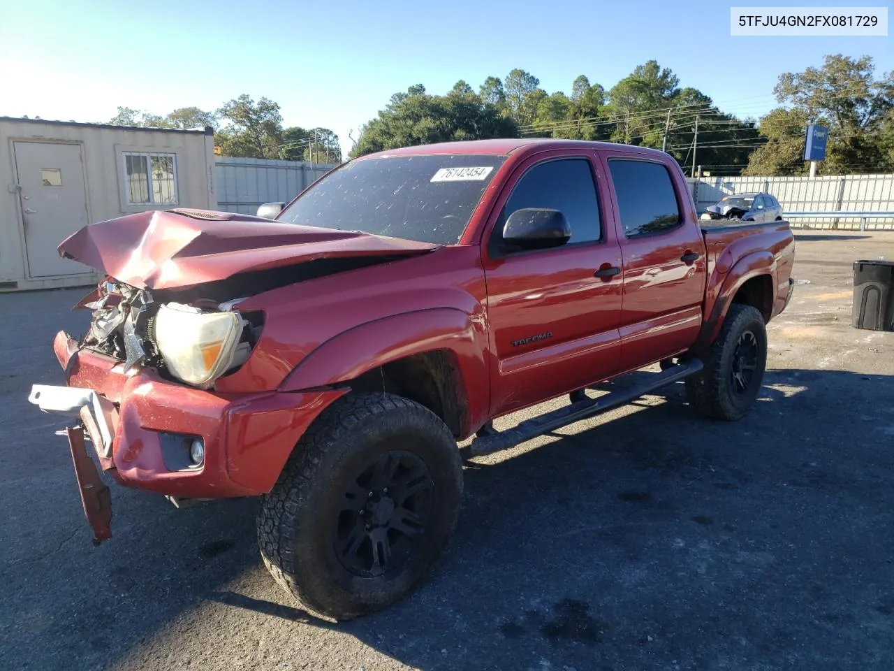 2015 Toyota Tacoma Double Cab Prerunner VIN: 5TFJU4GN2FX081729 Lot: 76142454