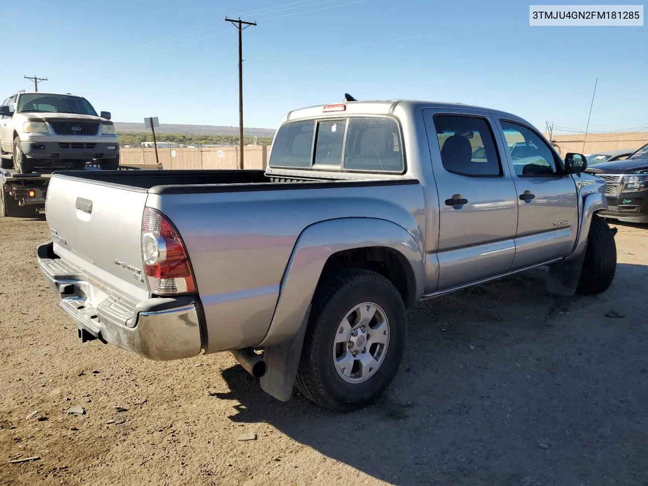 2015 Toyota Tacoma Double Cab Prerunner VIN: 3TMJU4GN2FM181285 Lot: 77010744