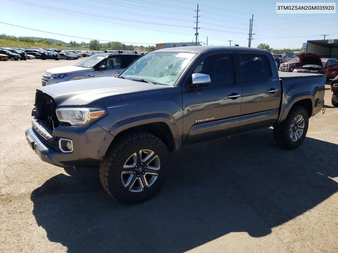 2016 Toyota Tacoma Double Cab VIN: 3TMGZ5AN2GM035920 Lot: 57927874