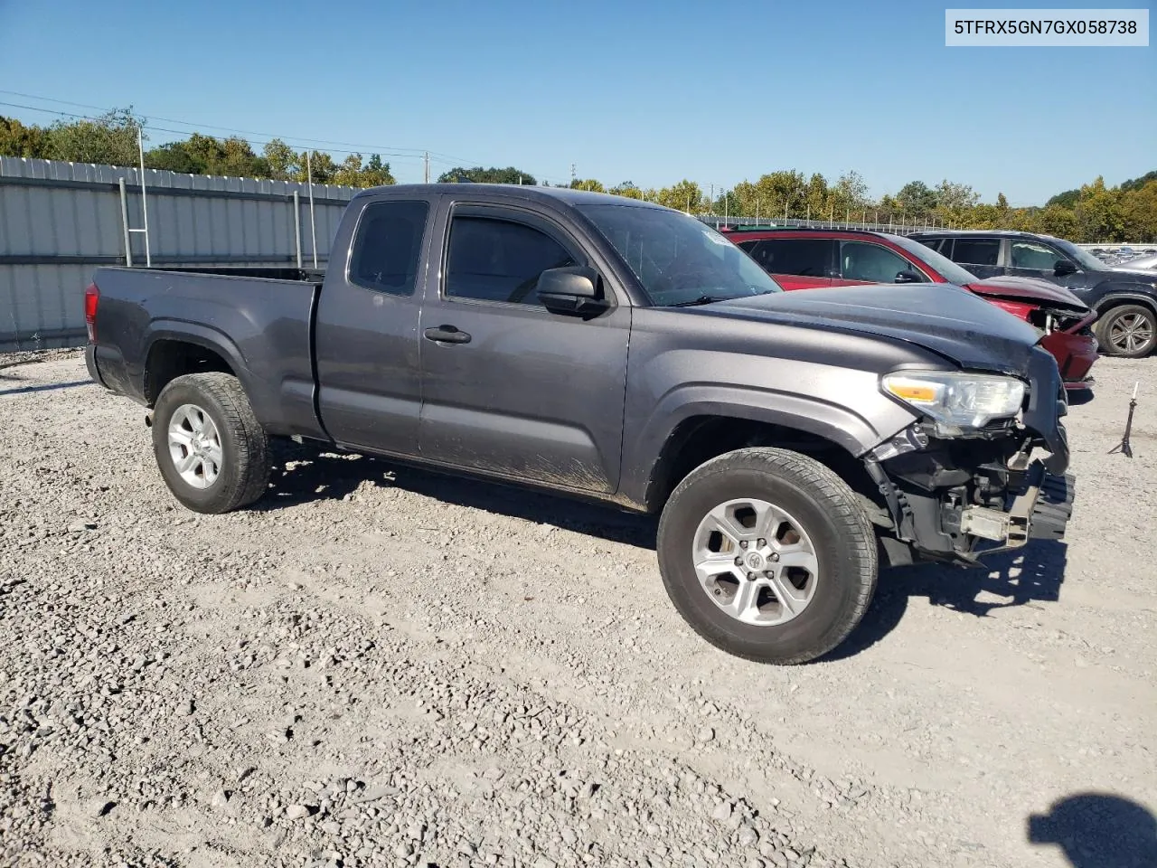 2016 Toyota Tacoma Access Cab VIN: 5TFRX5GN7GX058738 Lot: 74783774