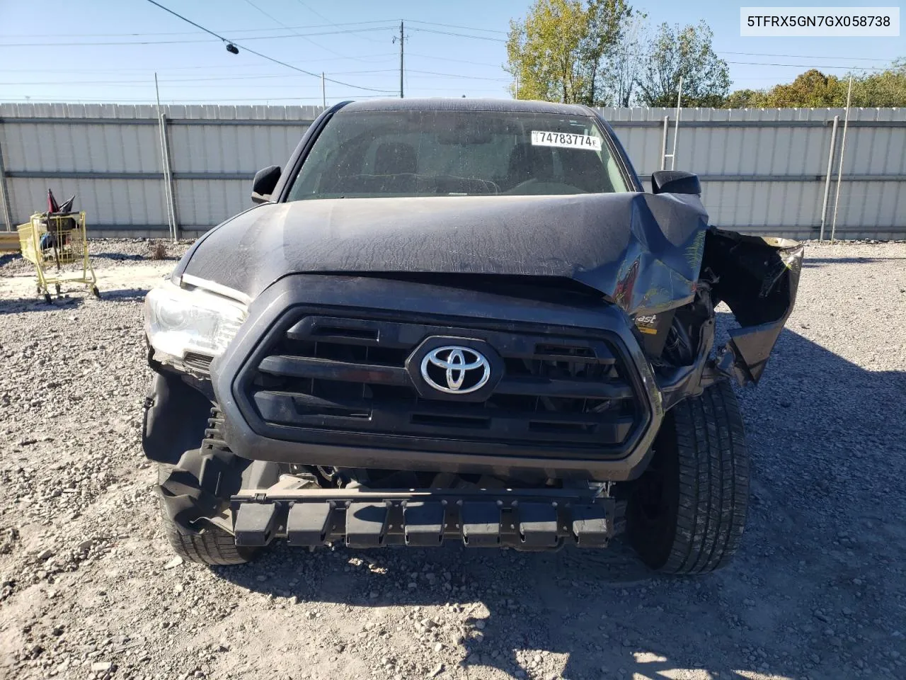 2016 Toyota Tacoma Access Cab VIN: 5TFRX5GN7GX058738 Lot: 74783774