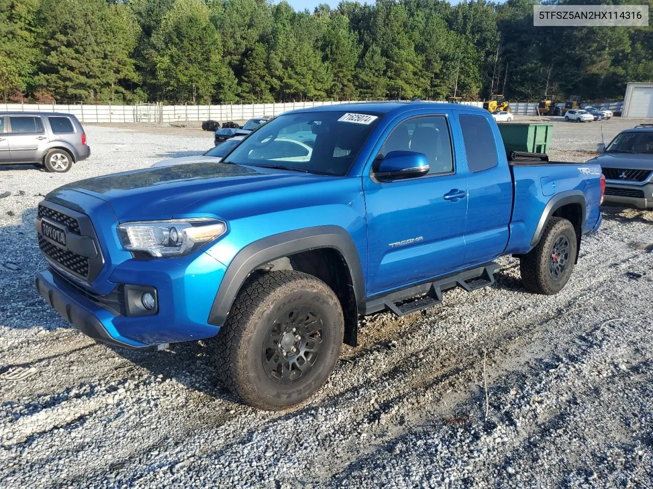 2017 Toyota Tacoma Access Cab VIN: 5TFSZ5AN2HX114316 Lot: 71625074