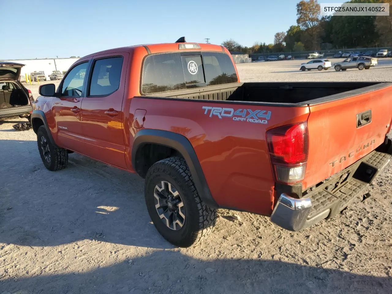 2018 Toyota Tacoma Double Cab VIN: 5TFCZ5AN0JX140522 Lot: 77972184