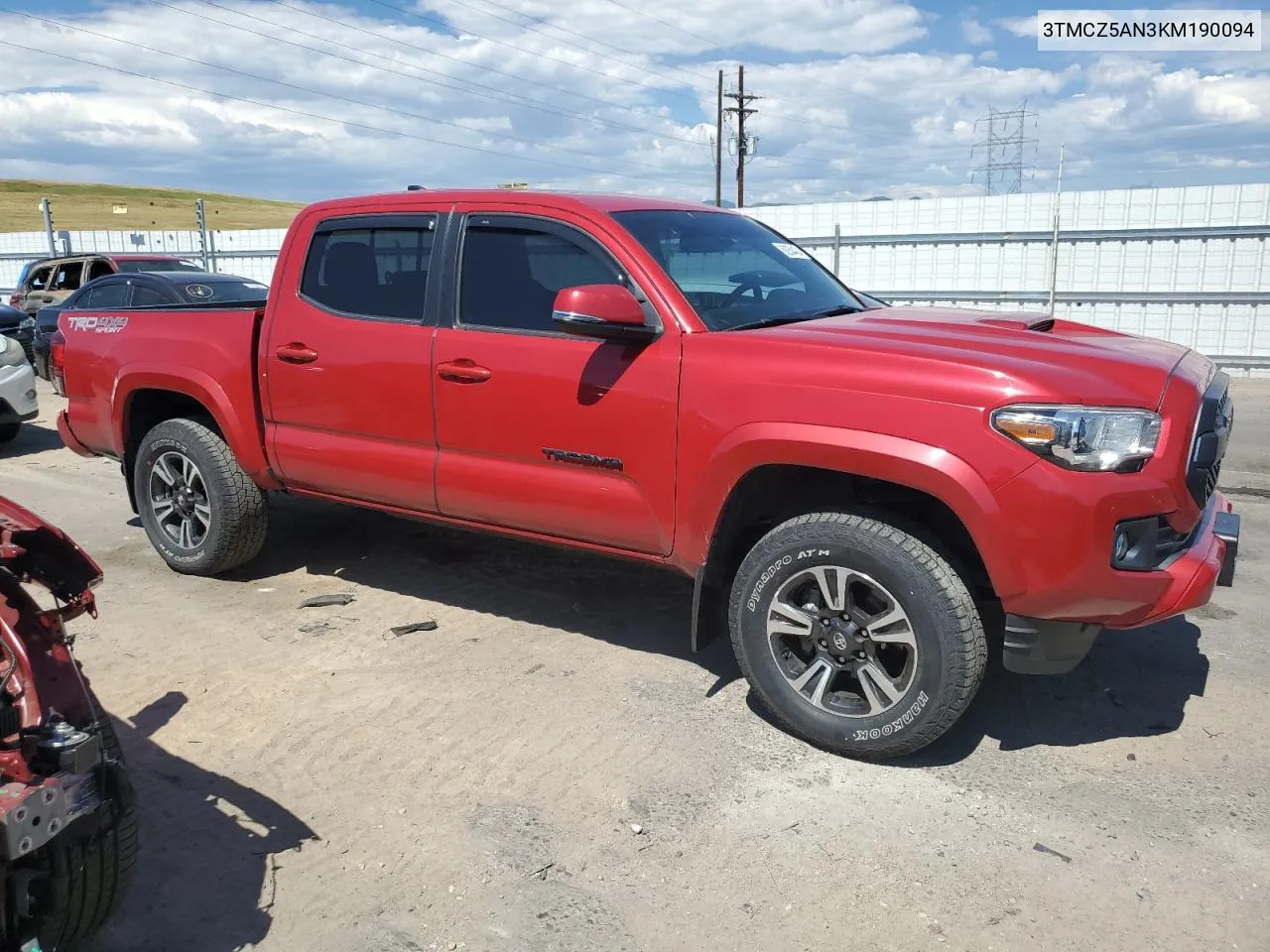 2019 Toyota Tacoma Double Cab VIN: 3TMCZ5AN3KM190094 Lot: 62054424