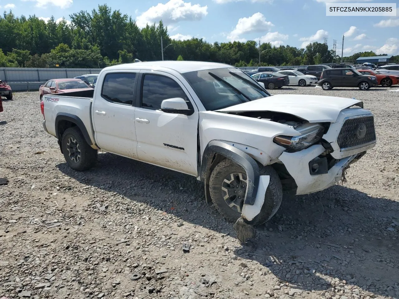 2019 Toyota Tacoma Double Cab VIN: 5TFCZ5AN9KX205885 Lot: 65799974