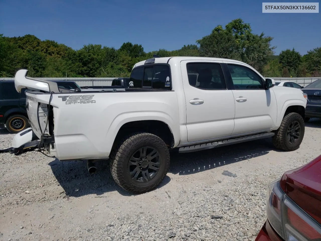 2019 Toyota Tacoma Double Cab VIN: 5TFAX5GN3KX136602 Lot: 66079304