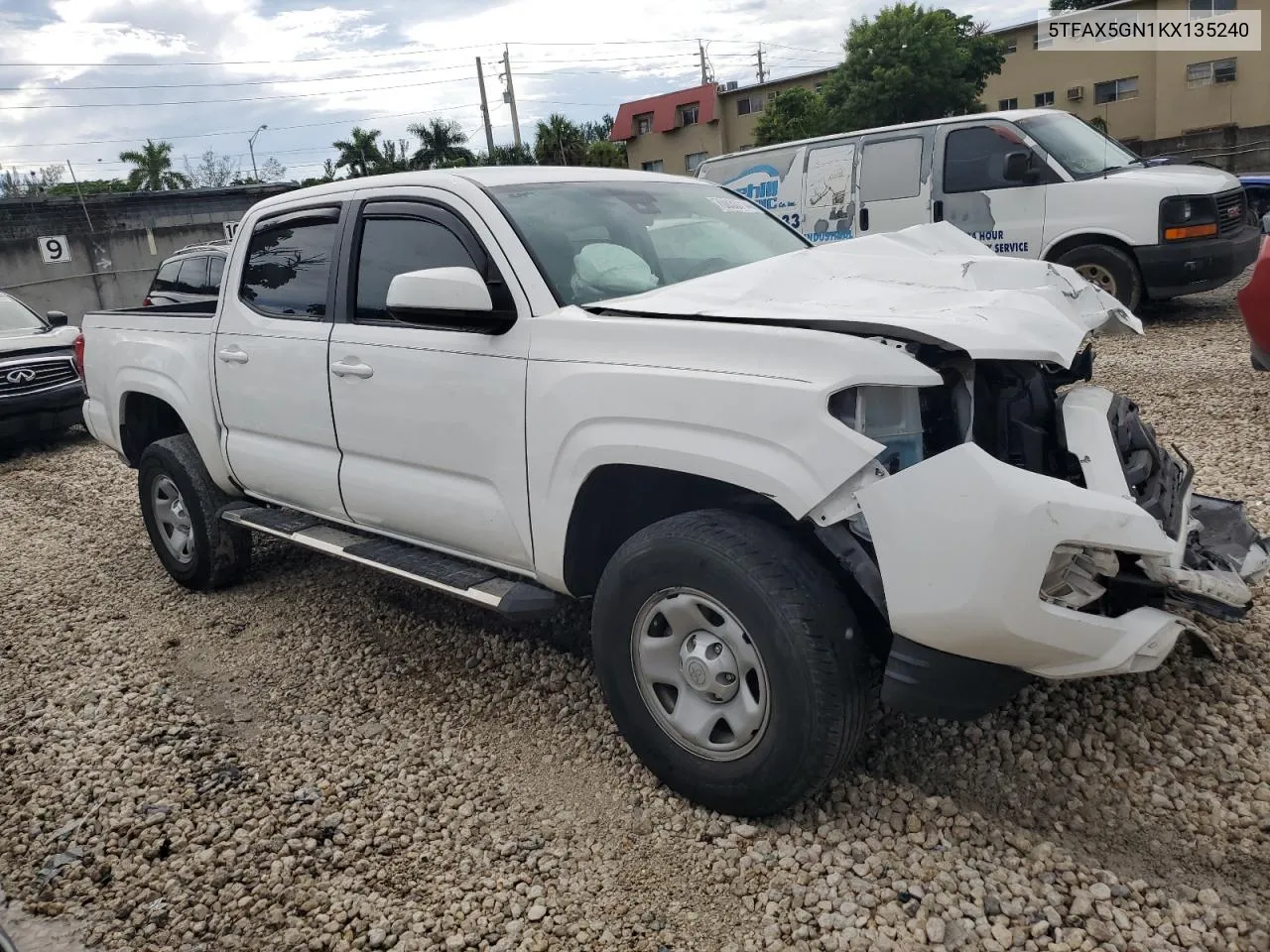 2019 Toyota Tacoma Double Cab VIN: 5TFAX5GN1KX135240 Lot: 70033714