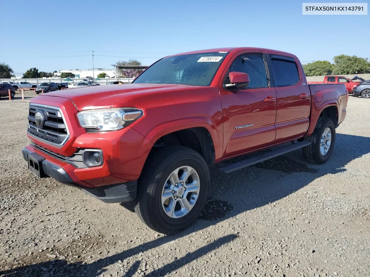 2019 Toyota Tacoma Double Cab VIN: 5TFAX5GN1KX143791 Lot: 72768374