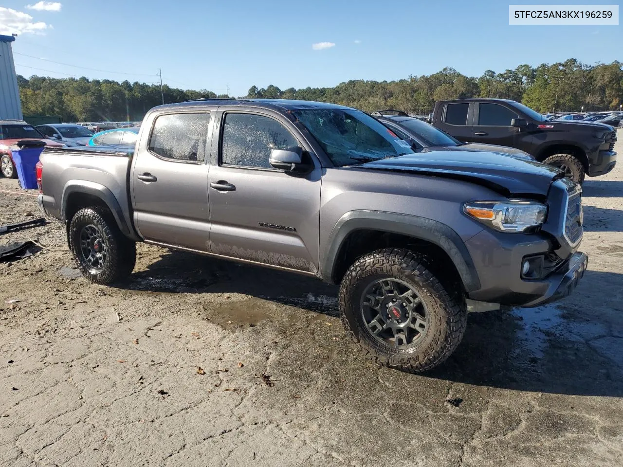 2019 Toyota Tacoma Double Cab VIN: 5TFCZ5AN3KX196259 Lot: 77199084