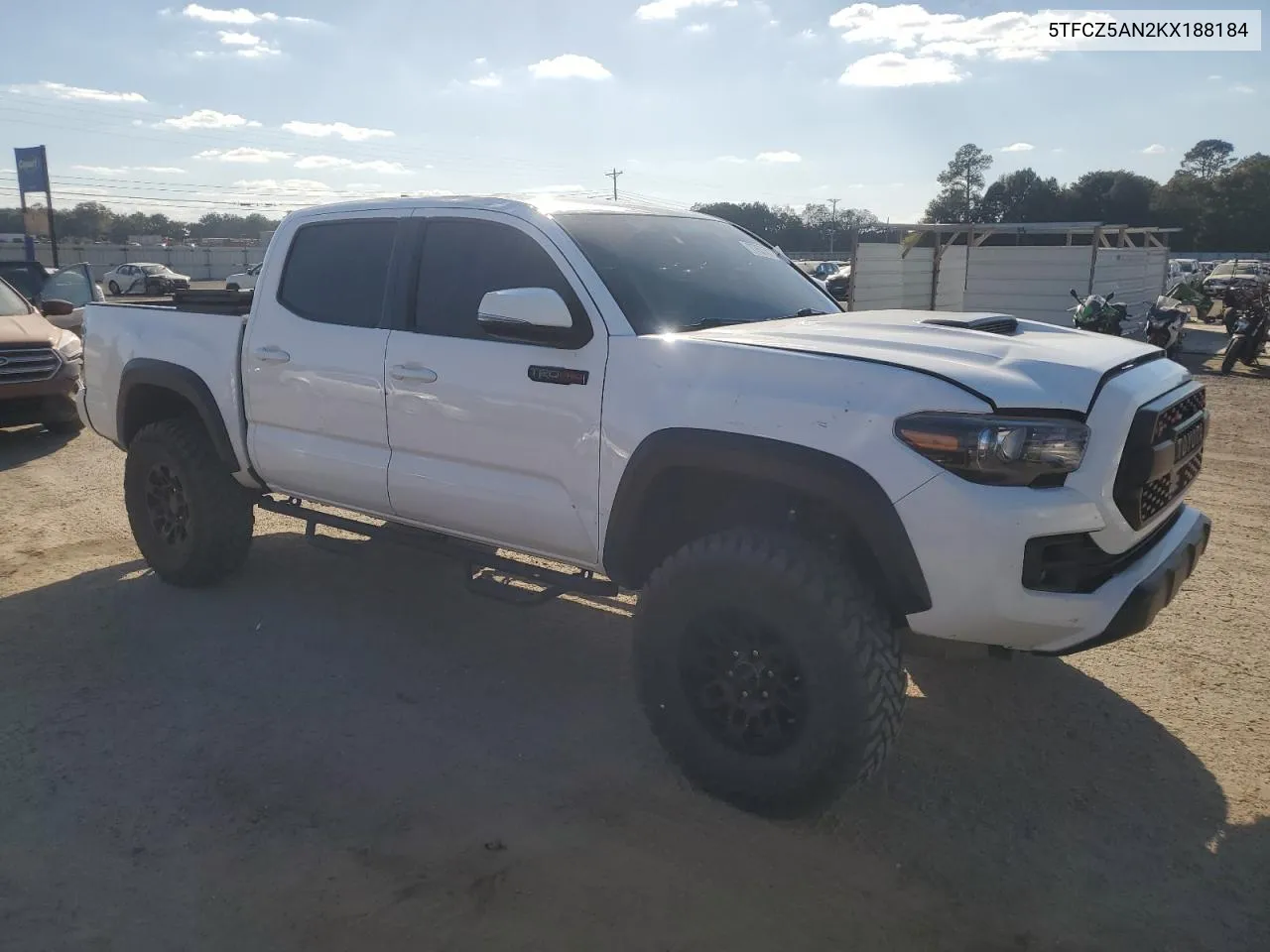 2019 Toyota Tacoma Double Cab VIN: 5TFCZ5AN2KX188184 Lot: 77578124