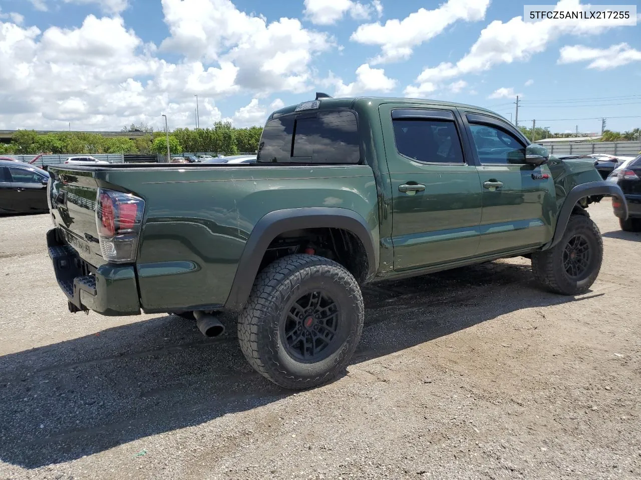 2020 Toyota Tacoma Double Cab VIN: 5TFCZ5AN1LX217255 Lot: 57618084