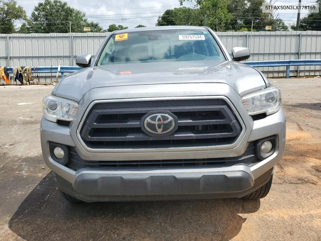 2020 Toyota Tacoma Double Cab VIN: 5TFAX5GN3LX178169 Lot: 59257534