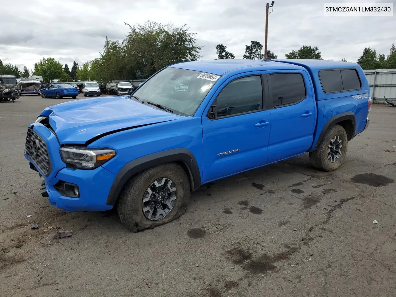 2020 Toyota Tacoma Double Cab VIN: 3TMCZ5AN1LM332430 Lot: 59358694