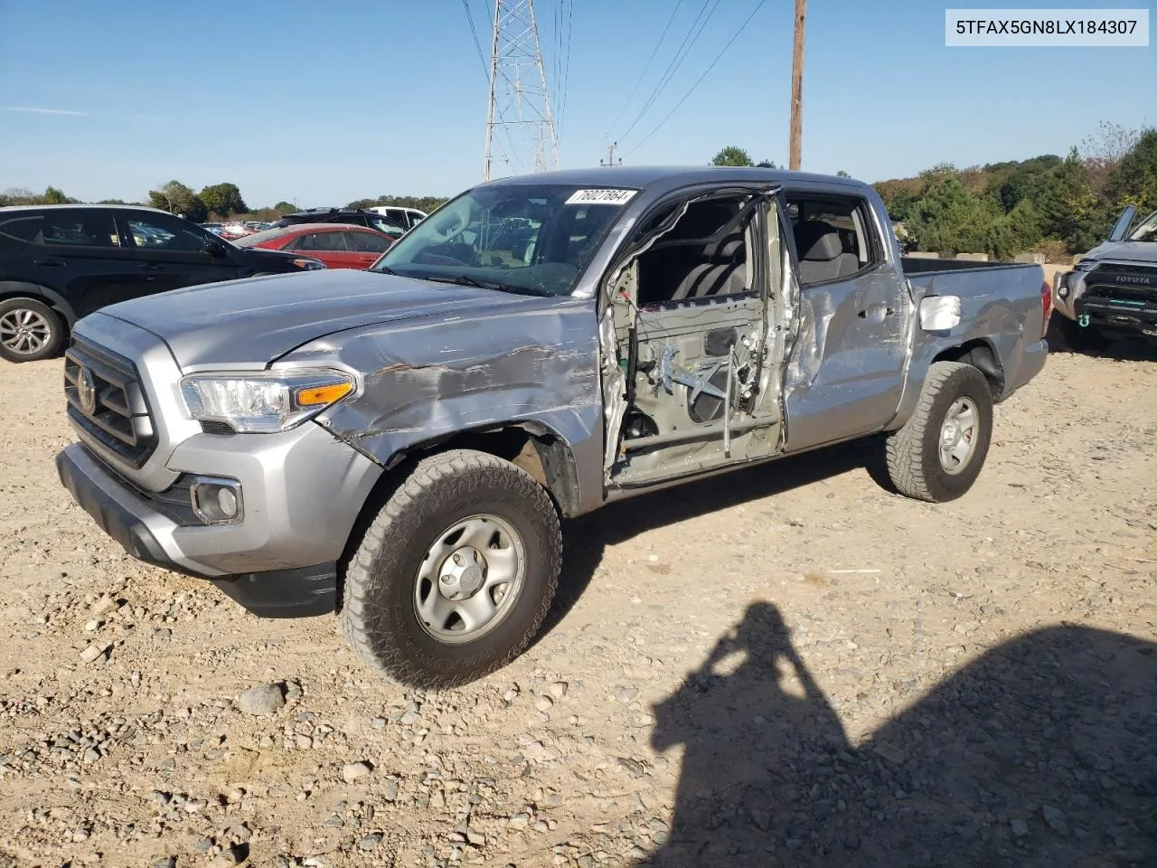 2020 Toyota Tacoma Double Cab VIN: 5TFAX5GN8LX184307 Lot: 76027864