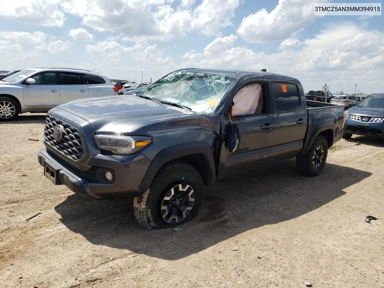 2021 Toyota Tacoma Double Cab VIN: 3TMCZ5AN3MM394915 Lot: 60954284