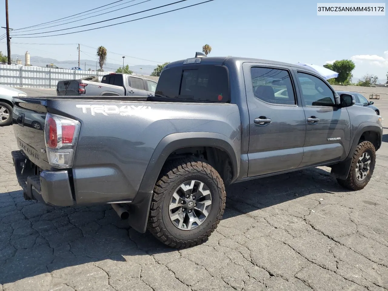 2021 Toyota Tacoma Double Cab VIN: 3TMCZ5AN6MM451172 Lot: 64117684