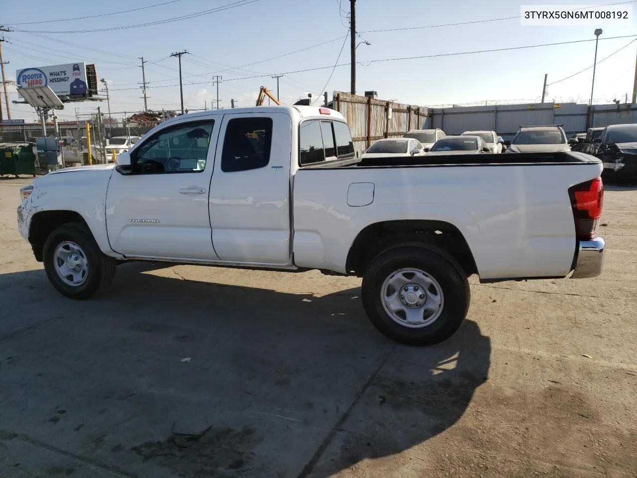 2021 Toyota Tacoma Access Cab VIN: 3TYRX5GN6MT008192 Lot: 66793234