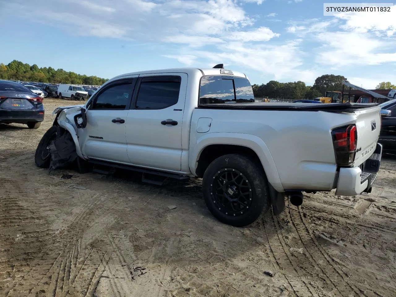 2021 Toyota Tacoma Double Cab VIN: 3TYGZ5AN6MT011832 Lot: 72243394