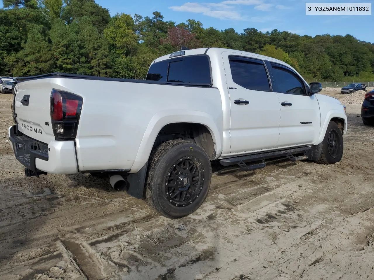 2021 Toyota Tacoma Double Cab VIN: 3TYGZ5AN6MT011832 Lot: 72243394