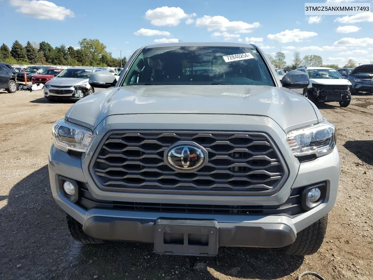 2021 Toyota Tacoma Double Cab VIN: 3TMCZ5ANXMM417493 Lot: 72840254