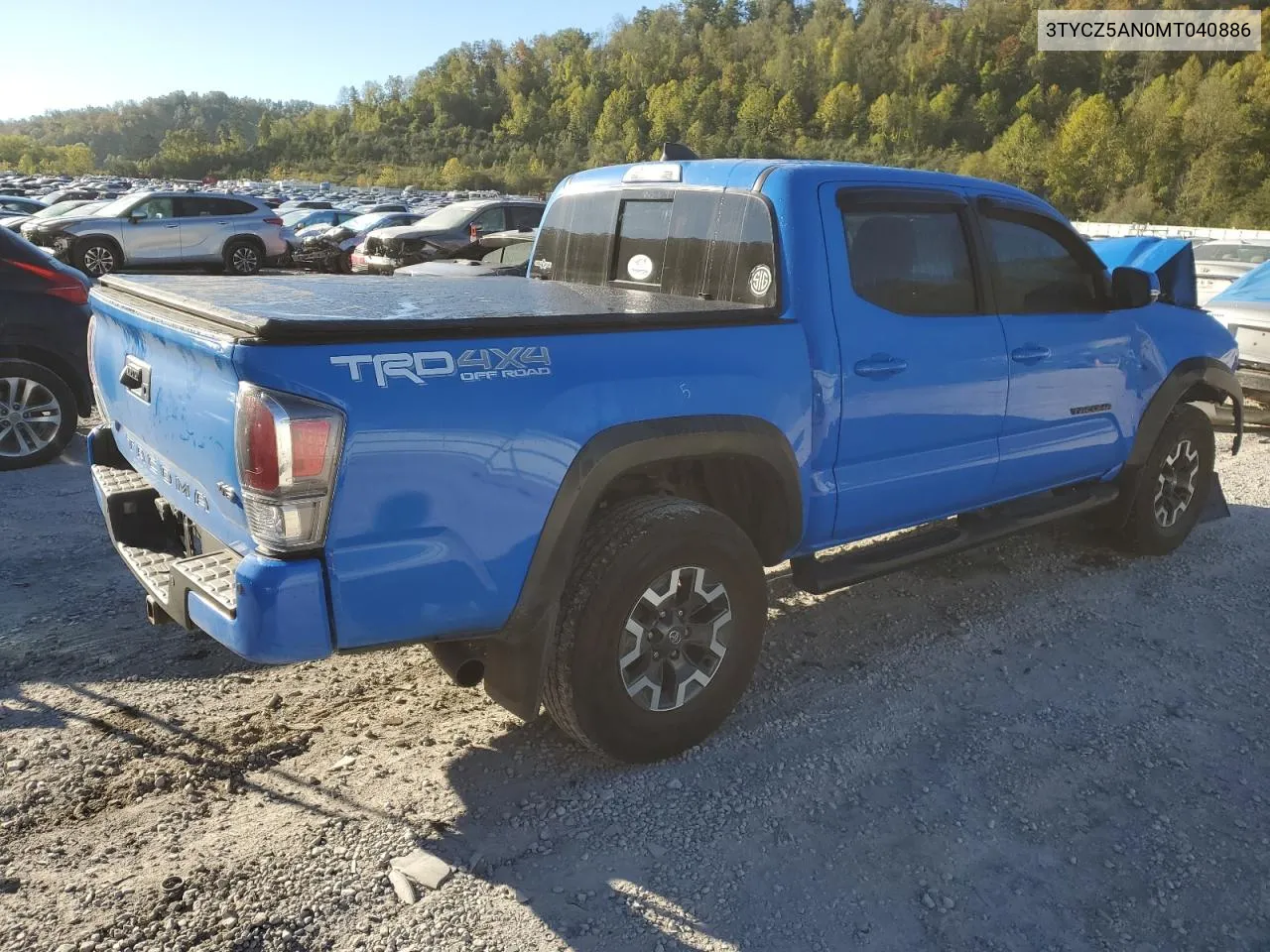 2021 Toyota Tacoma Double Cab VIN: 3TYCZ5AN0MT040886 Lot: 74327934