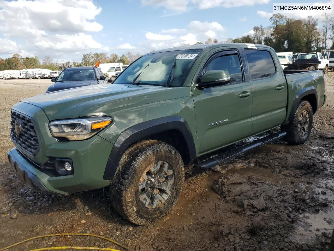 2021 Toyota Tacoma Double Cab VIN: 3TMCZ5AN6MM406894 Lot: 75010134