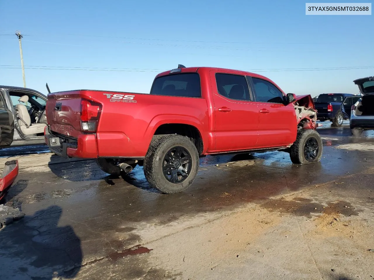 2021 Toyota Tacoma Double Cab VIN: 3TYAX5GN5MT032688 Lot: 76168004