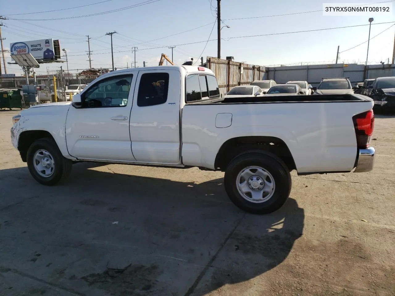 2021 Toyota Tacoma Access Cab VIN: 3TYRX5GN6MT008192 Lot: 76348664