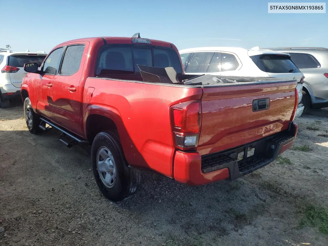 2021 Toyota Tacoma Double Cab VIN: 5TFAX5GN8MX193865 Lot: 77004044