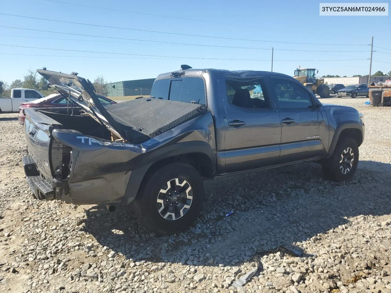 2021 Toyota Tacoma Double Cab VIN: 3TYCZ5AN6MT024966 Lot: 77128194