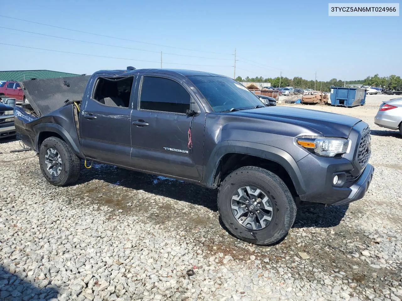 2021 Toyota Tacoma Double Cab VIN: 3TYCZ5AN6MT024966 Lot: 77128194