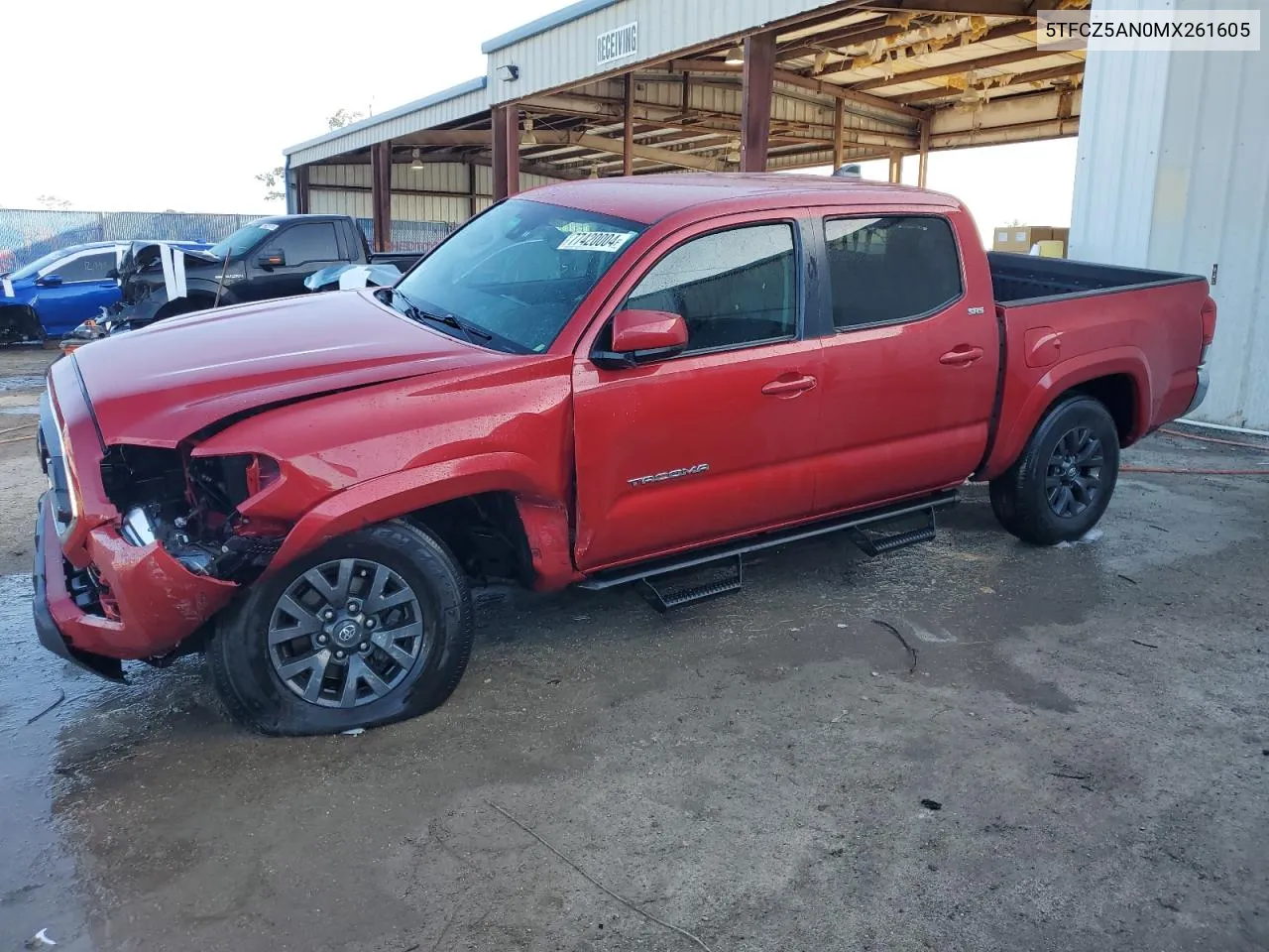 2021 Toyota Tacoma Double Cab VIN: 5TFCZ5AN0MX261605 Lot: 77420004