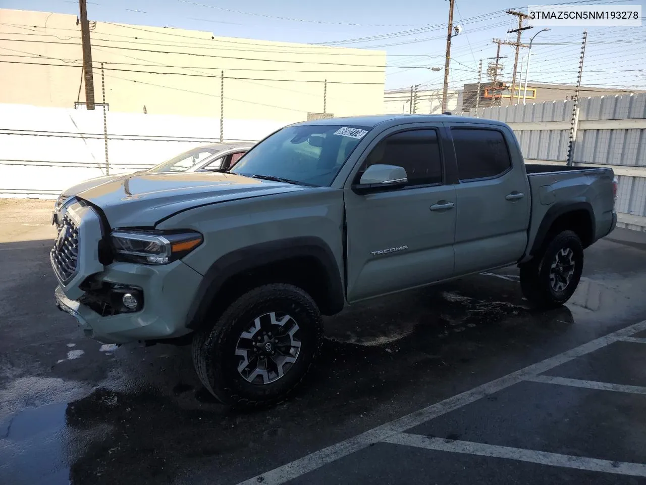 2022 Toyota Tacoma Double Cab VIN: 3TMAZ5CN5NM193278 Lot: 69502174