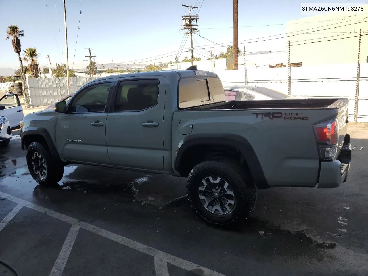 2022 Toyota Tacoma Double Cab VIN: 3TMAZ5CN5NM193278 Lot: 69502174