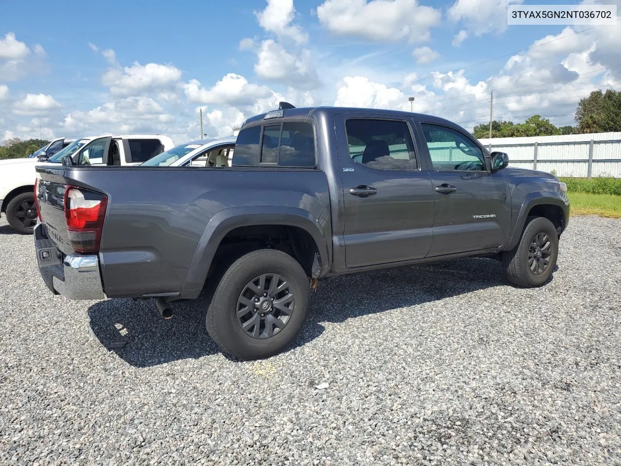 2022 Toyota Tacoma Double Cab VIN: 3TYAX5GN2NT036702 Lot: 74090114