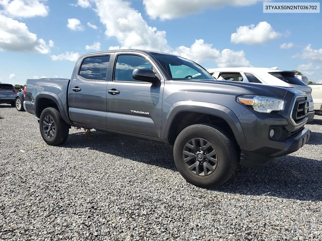 2022 Toyota Tacoma Double Cab VIN: 3TYAX5GN2NT036702 Lot: 74090114