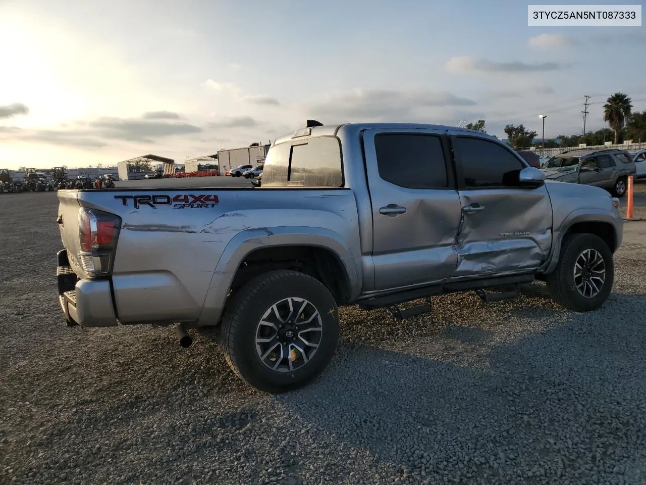 2022 Toyota Tacoma Double Cab VIN: 3TYCZ5AN5NT087333 Lot: 76330354