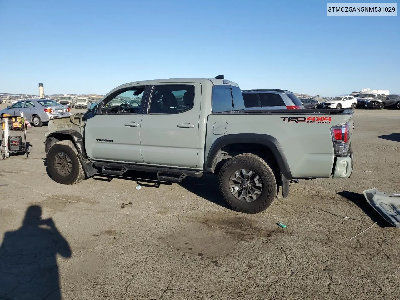 2022 Toyota Tacoma Double Cab VIN: 3TMCZ5AN5NM531029 Lot: 77404554