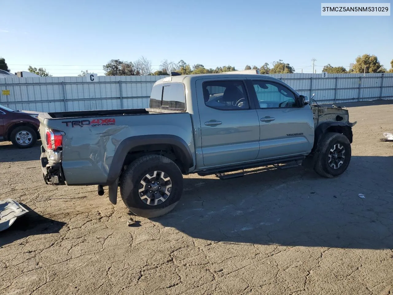 2022 Toyota Tacoma Double Cab VIN: 3TMCZ5AN5NM531029 Lot: 77404554