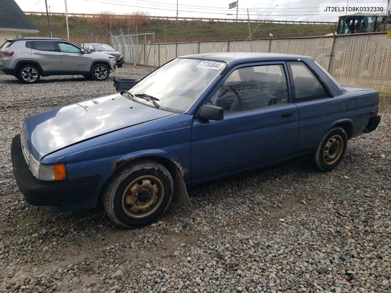 1989 Toyota Tercel VIN: JT2EL31D8K0332330 Lot: 77784844