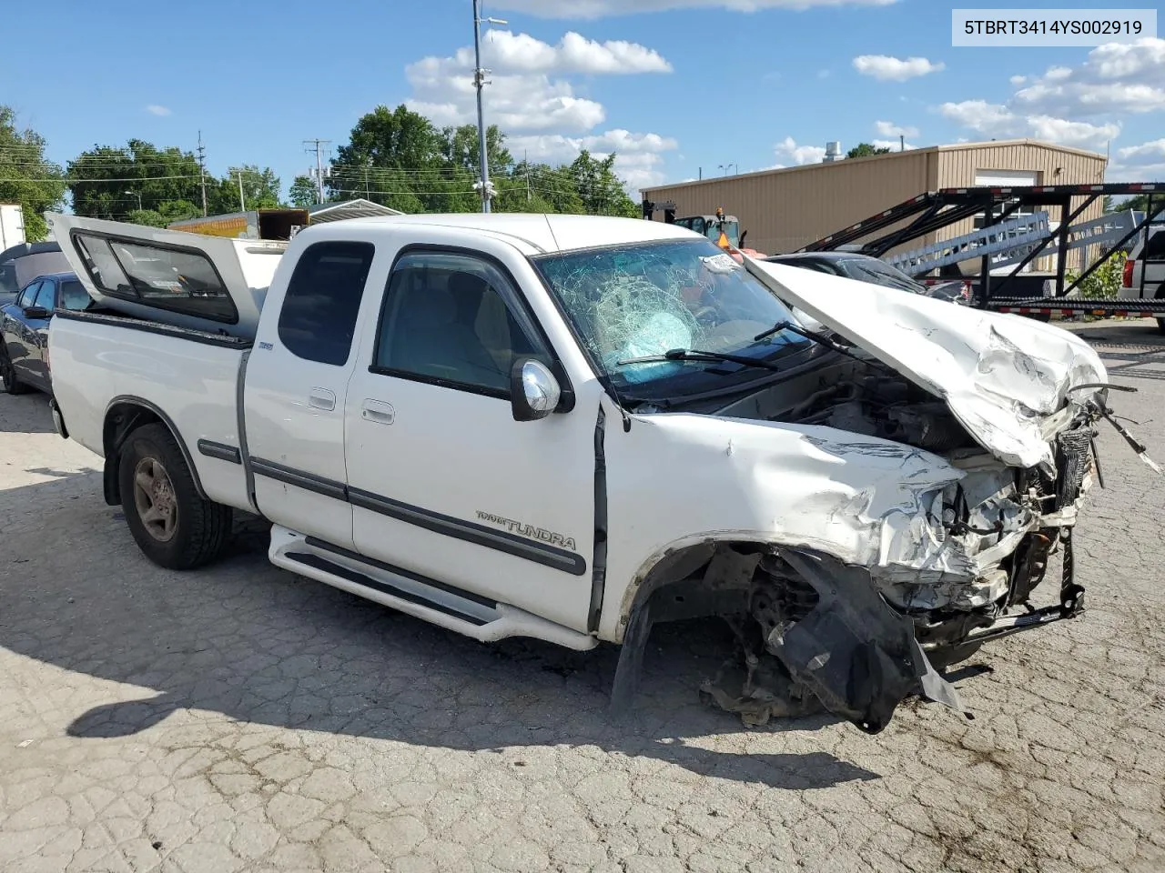 2000 Toyota Tundra Access Cab VIN: 5TBRT3414YS002919 Lot: 58081674