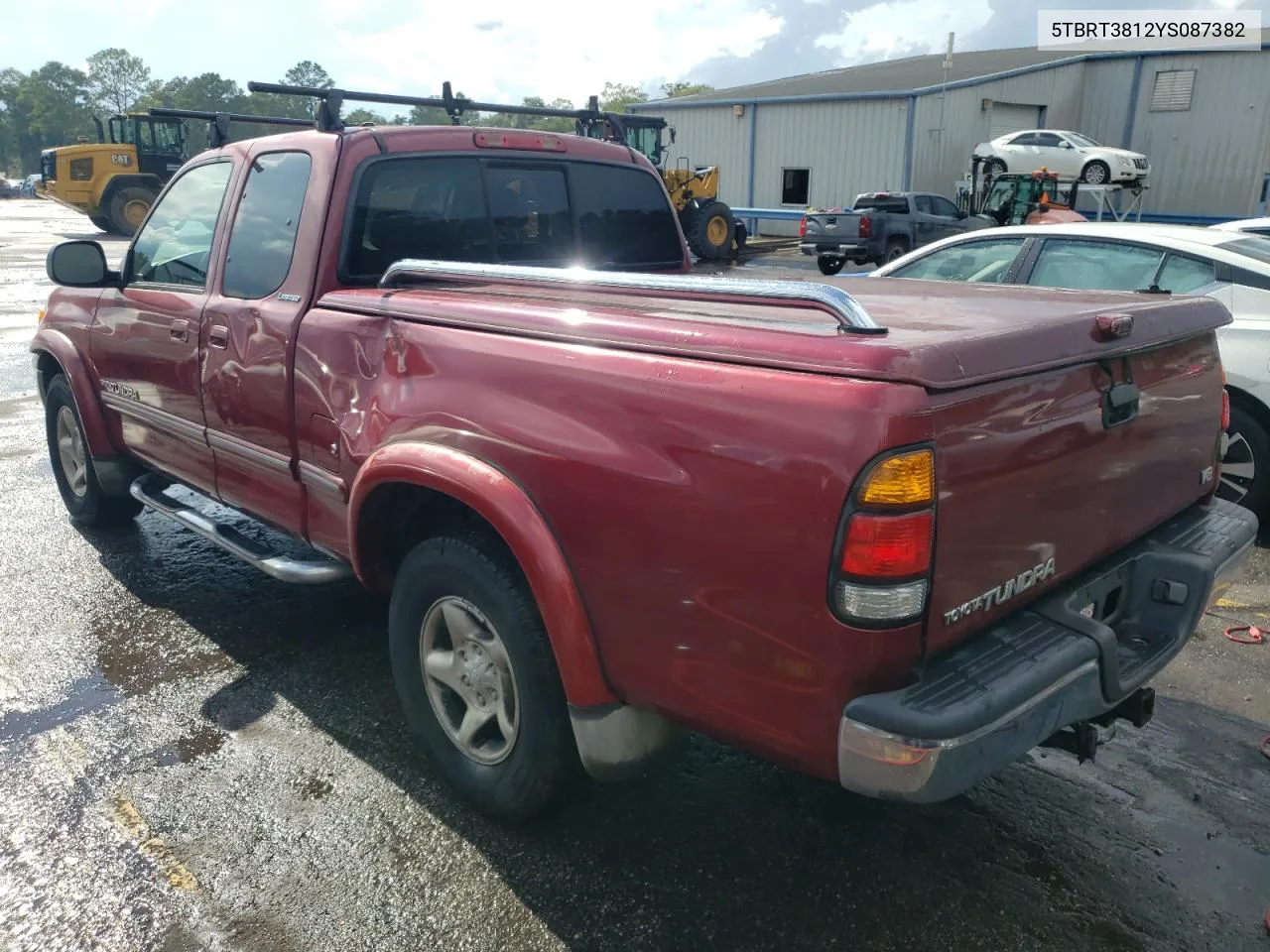 2000 Toyota Tundra Access Cab Limited VIN: 5TBRT3812YS087382 Lot: 62517994