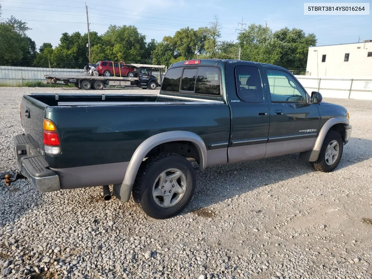 2000 Toyota Tundra Access Cab Limited VIN: 5TBRT3814YS016264 Lot: 66900344