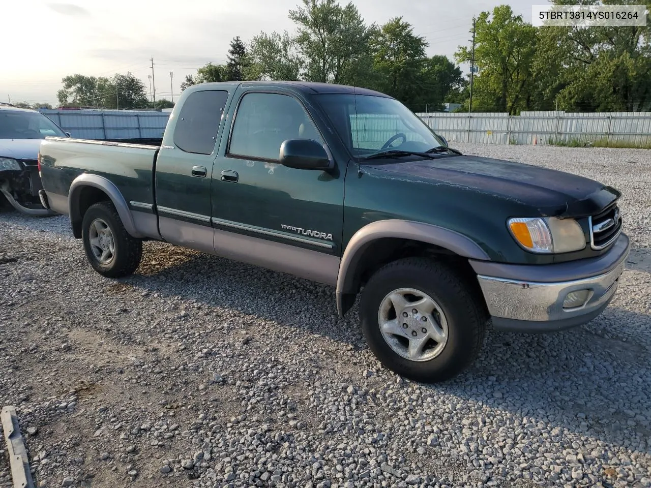 2000 Toyota Tundra Access Cab Limited VIN: 5TBRT3814YS016264 Lot: 66900344