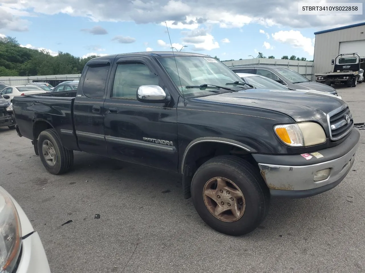 2000 Toyota Tundra Access Cab VIN: 5TBRT3410YS022858 Lot: 66920774