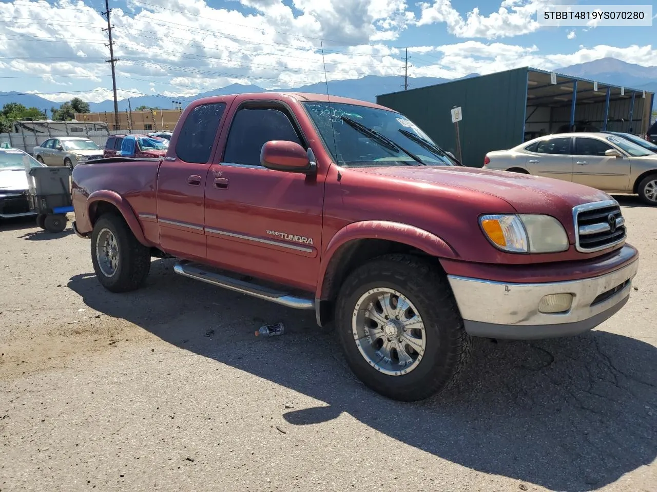 2000 Toyota Tundra Access Cab Limited VIN: 5TBBT4819YS070280 Lot: 68119844