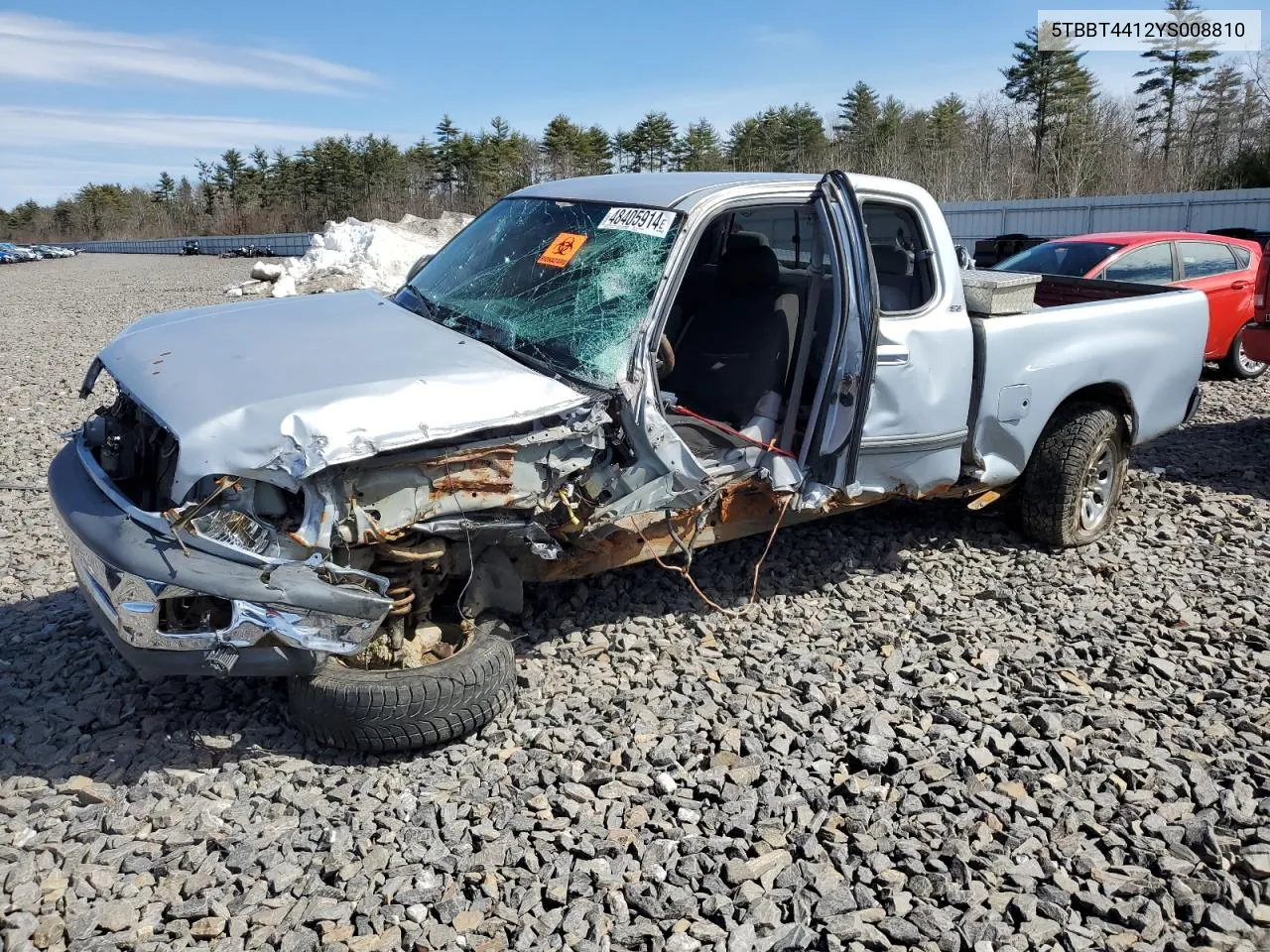 2000 Toyota Tundra Access Cab VIN: 5TBBT4412YS008810 Lot: 69468884