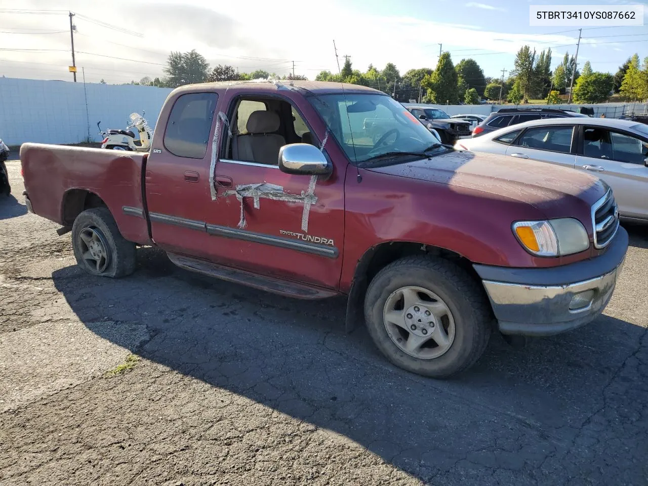 2000 Toyota Tundra Access Cab VIN: 5TBRT3410YS087662 Lot: 69702624