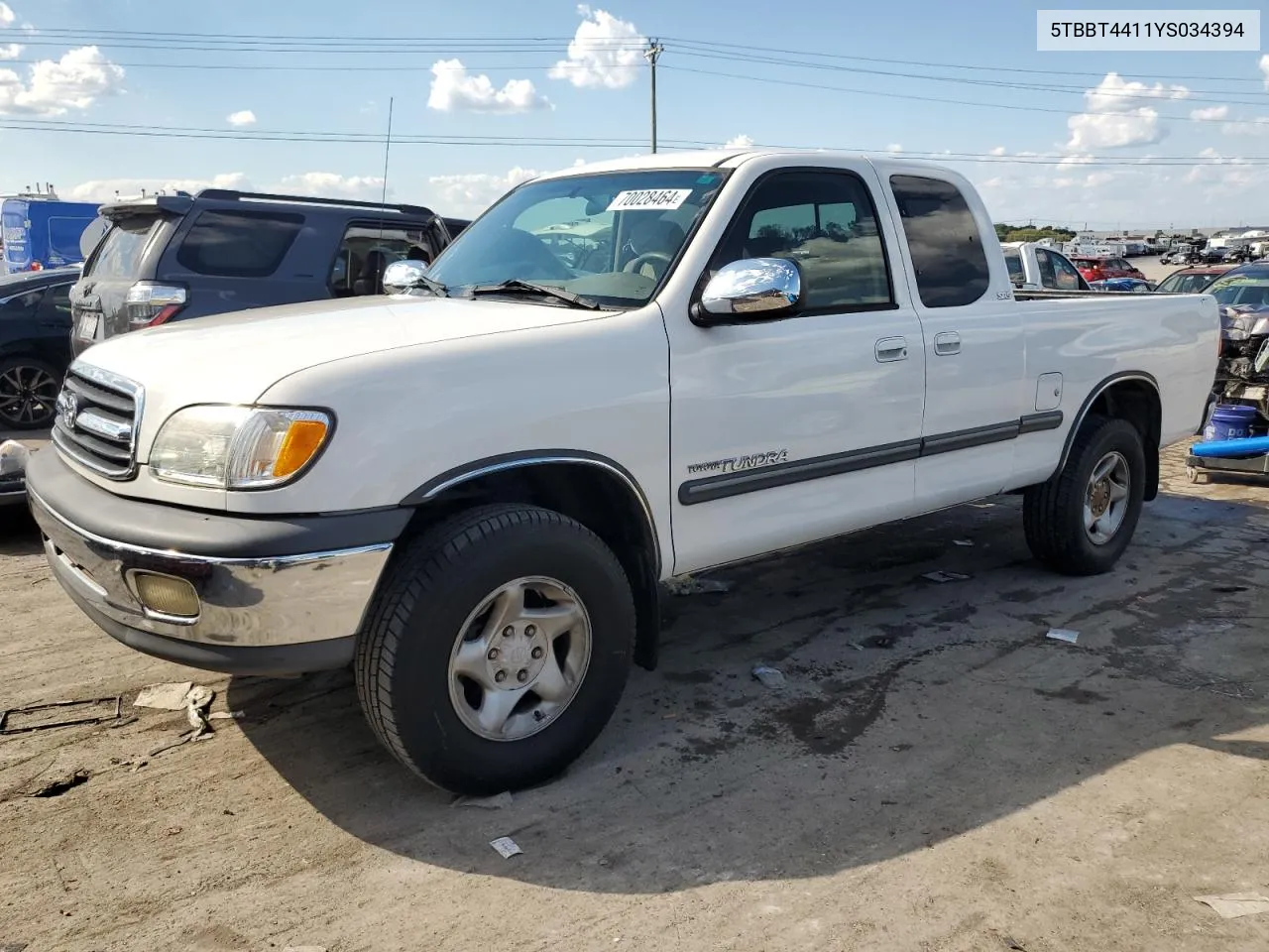 2000 Toyota Tundra Access Cab VIN: 5TBBT4411YS034394 Lot: 70028464